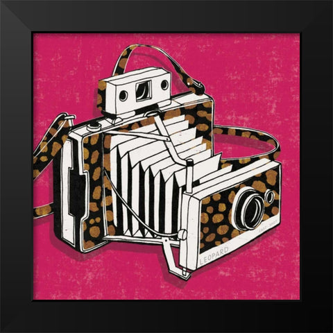 Jungle Camera Bright Rose Black Modern Wood Framed Art Print by Mullan, Michael