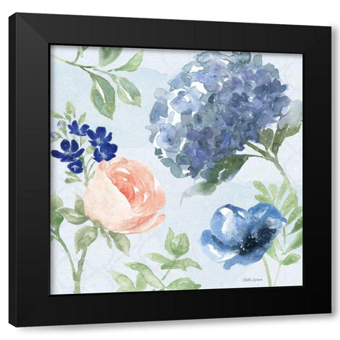 Coastline Botanical III Blue Black Modern Wood Framed Art Print with Double Matting by Grove, Beth