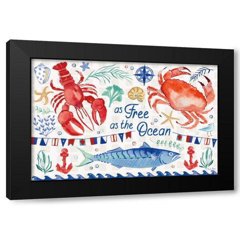 Maritime Delight I Black Modern Wood Framed Art Print by Zaman, Farida