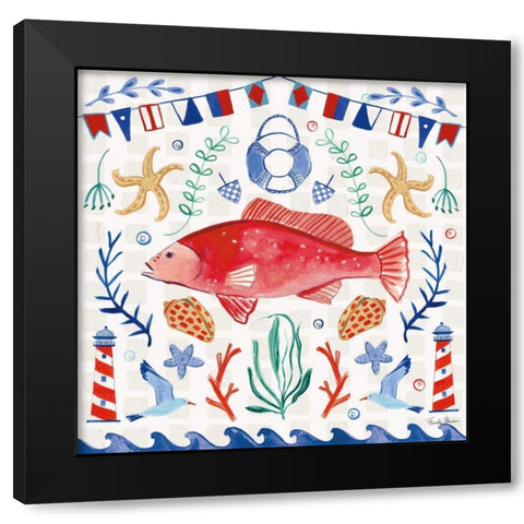 Maritime Delight V Black Modern Wood Framed Art Print by Zaman, Farida