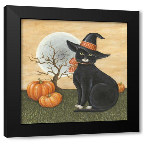 Pretty Kitty Black Modern Wood Framed Art Print with Double Matting by Brown, David Carter