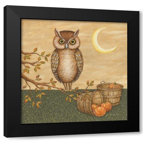 Halloween Owl Black Modern Wood Framed Art Print by Brown, David Carter