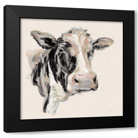 Expressionistic Cow I Neutral Black Modern Wood Framed Art Print with Double Matting by Vassileva, Silvia