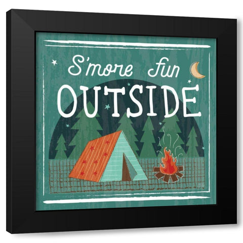 Comfy Camping III Black Modern Wood Framed Art Print by Averinos, Melissa
