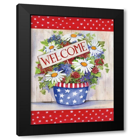 Patriotic Welcome Black Modern Wood Framed Art Print with Double Matting by McKenna, Kathleen Parr