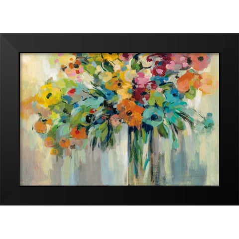 Cloud of Flowers Black Modern Wood Framed Art Print by Vassileva, Silvia