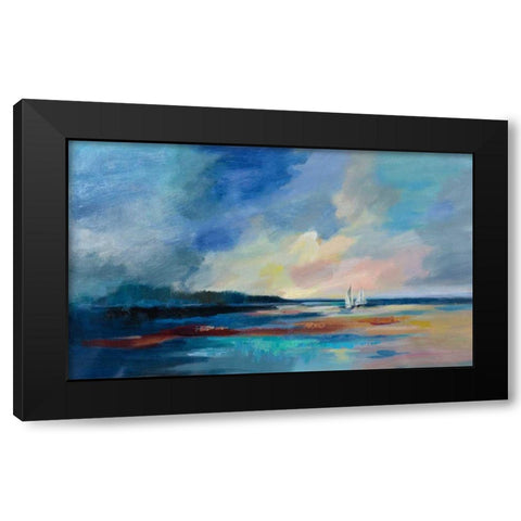 Ultramarine Sea and Sky Black Modern Wood Framed Art Print by Vassileva, Silvia