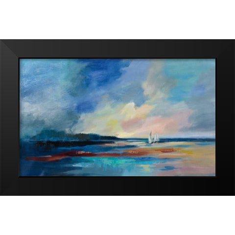 Ultramarine Sea and Sky Black Modern Wood Framed Art Print by Vassileva, Silvia