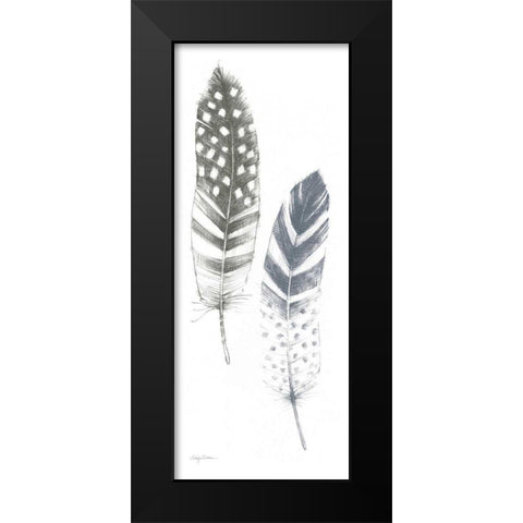 Feather Sketches VIII Blue Gray Black Modern Wood Framed Art Print by Tillmon, Avery