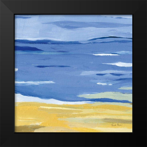 Coastal Abstract Black Modern Wood Framed Art Print by Zaman, Farida