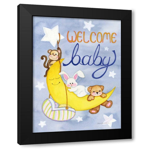 Welcome Baby Black Modern Wood Framed Art Print by McKenna, Kathleen Parr