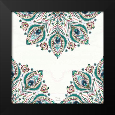 Bohemian Vibes Pattern VIIA Black Modern Wood Framed Art Print by June, Dina
