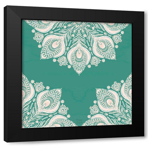 Bohemian Vibes Pattern VIIG Black Modern Wood Framed Art Print by June, Dina