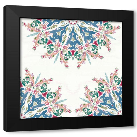 Bohemian Vibes Pattern VIIIA Black Modern Wood Framed Art Print with Double Matting by June, Dina