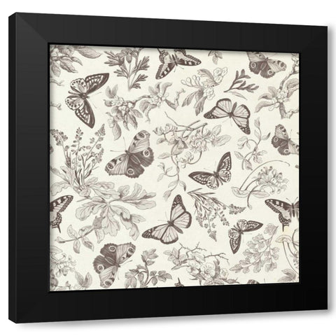 Butterfly Mandala Pattern IV Black Modern Wood Framed Art Print with Double Matting by Wild Apple Portfolio