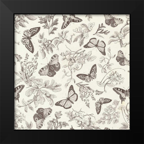 Butterfly Mandala Pattern IV Black Modern Wood Framed Art Print by Wild Apple Portfolio