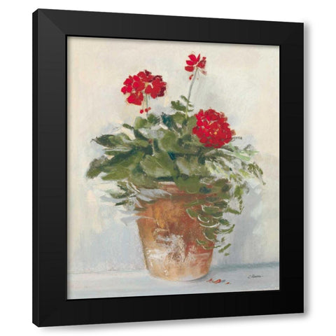 Potted Geraniums II Light Black Modern Wood Framed Art Print by Rowan, Carol