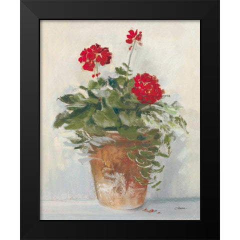 Potted Geraniums II Light Black Modern Wood Framed Art Print by Rowan, Carol