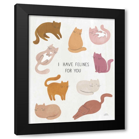 I Have Felines for You Black Modern Wood Framed Art Print with Double Matting by Marshall, Laura