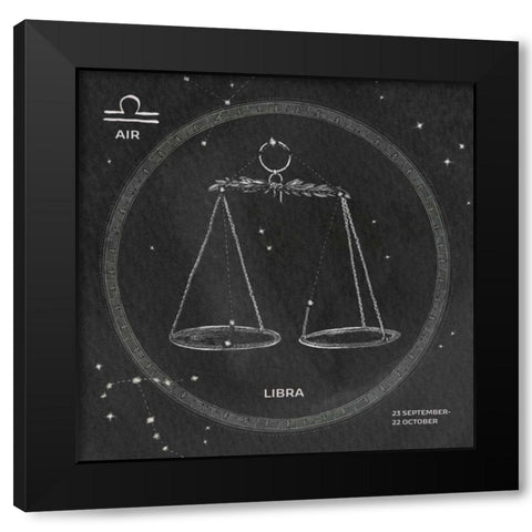 Night Sky Libra v2 Black Modern Wood Framed Art Print by Miller, Sara Zieve