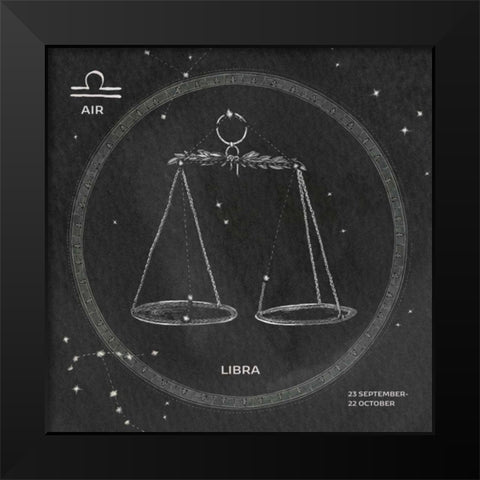 Night Sky Libra v2 Black Modern Wood Framed Art Print by Miller, Sara Zieve