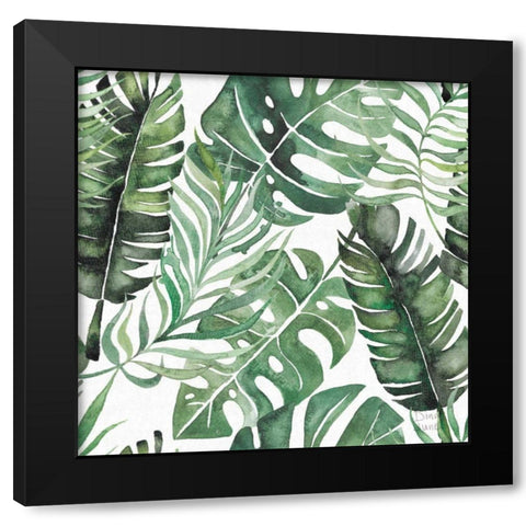 Paradise Petals Pattern IB Black Modern Wood Framed Art Print by June, Dina