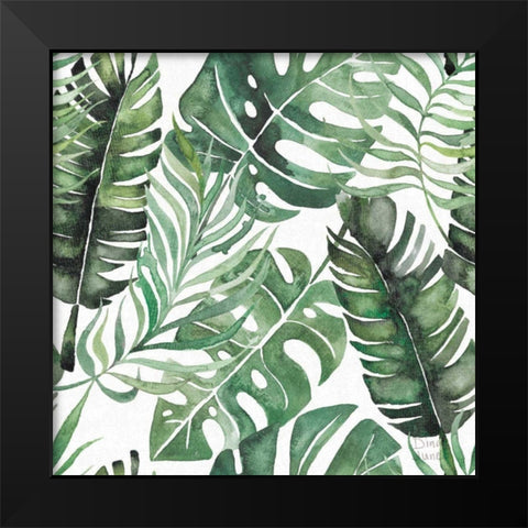 Paradise Petals Pattern IB Black Modern Wood Framed Art Print by June, Dina