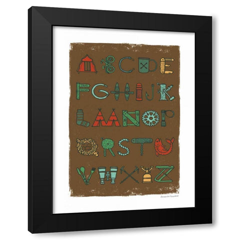 Camping Alphabet Dark Black Modern Wood Framed Art Print by Snowdon, Alexandra