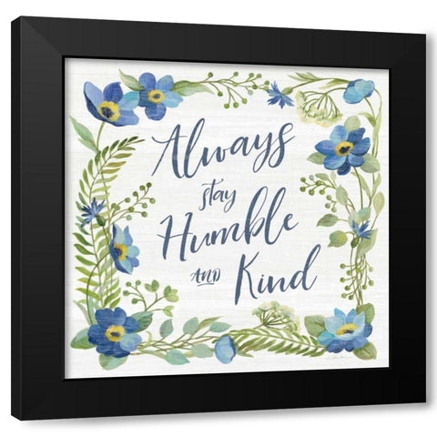 Botanical Blue IV Black Modern Wood Framed Art Print with Double Matting by Vassileva, Silvia