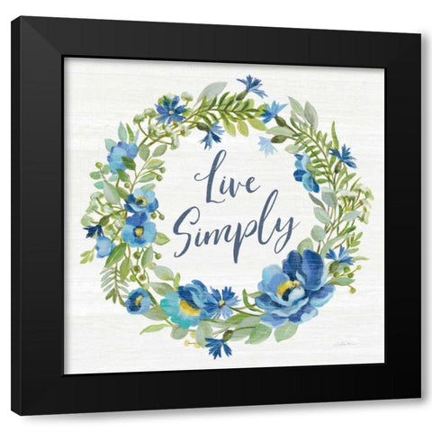Botanical Blue VI Black Modern Wood Framed Art Print with Double Matting by Vassileva, Silvia
