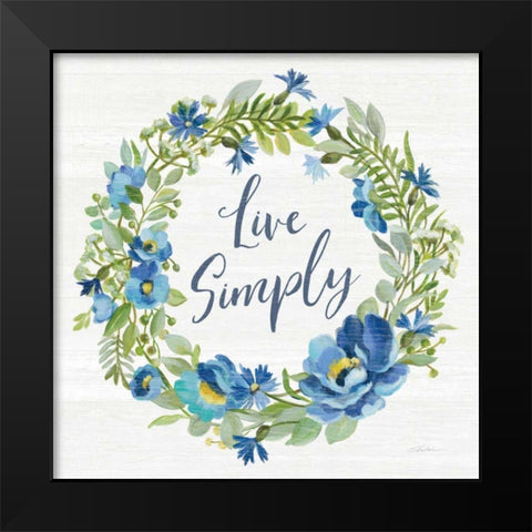 Botanical Blue VI Black Modern Wood Framed Art Print by Vassileva, Silvia