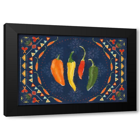 Tex Mex Fiesta I Dark Black Modern Wood Framed Art Print with Double Matting by Charron, Veronique