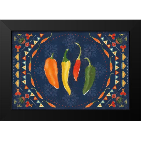 Tex Mex Fiesta I Dark Black Modern Wood Framed Art Print by Charron, Veronique