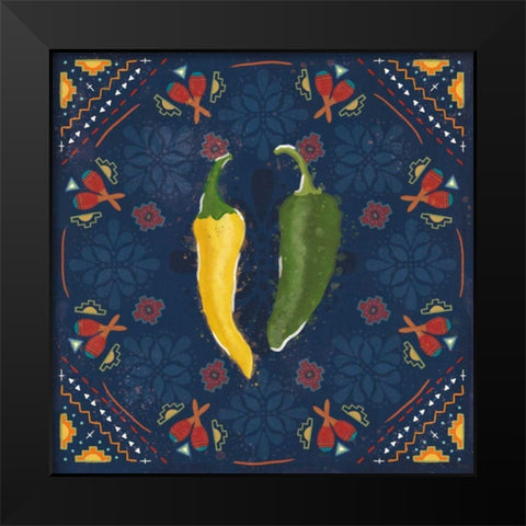 Tex Mex Fiesta III Dark Black Modern Wood Framed Art Print by Charron, Veronique