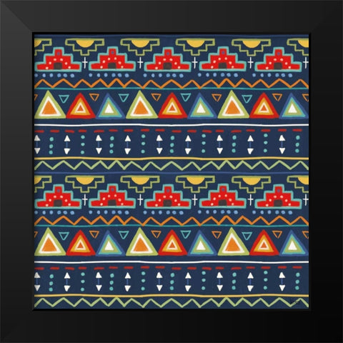 Tex Mex Fiesta Pattern VB Black Modern Wood Framed Art Print by Charron, Veronique