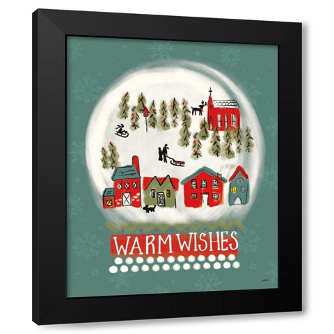 Winter Village II Black Modern Wood Framed Art Print with Double Matting by York, Leah