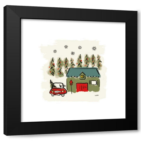 Winter Village V Black Modern Wood Framed Art Print with Double Matting by York, Leah
