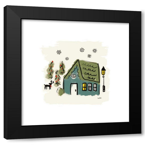 Winter Village VI Black Modern Wood Framed Art Print with Double Matting by York, Leah