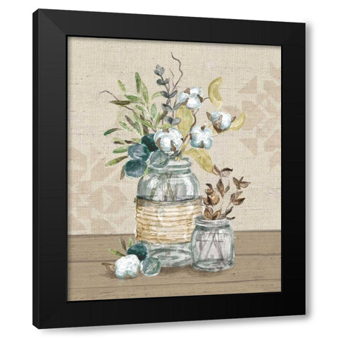 Cotton Bouquet III Black Modern Wood Framed Art Print by Urban, Mary