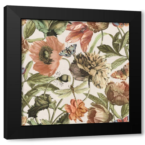 Antiquarian Blooms Pattern IA Black Modern Wood Framed Art Print by Pertiet, Katie