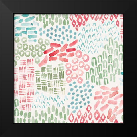 Flowers and Feathers Pattern IIIA Black Modern Wood Framed Art Print by June, Dina