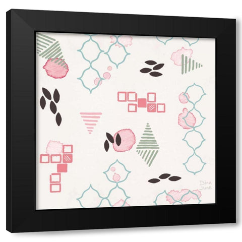 Flowers and Feathers Pattern VA Black Modern Wood Framed Art Print with Double Matting by June, Dina