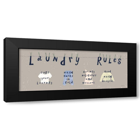 Laundry Rules I Gray Black Modern Wood Framed Art Print with Double Matting by Schlabach, Sue
