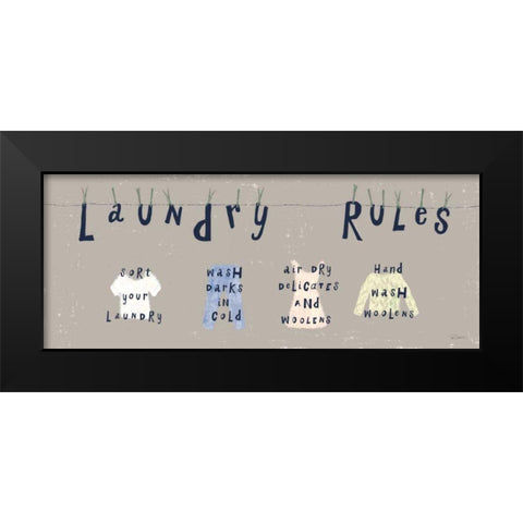 Laundry Rules I Gray Black Modern Wood Framed Art Print by Schlabach, Sue