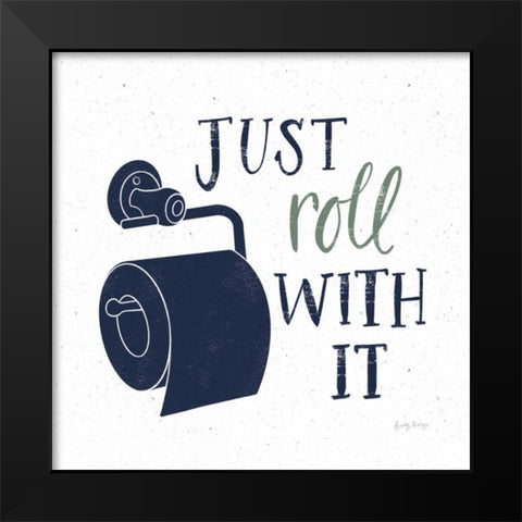 Turkish Tile Bathroom Puns V BG Black Modern Wood Framed Art Print by Thorns, Becky