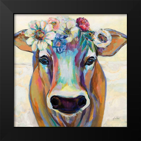 Beau with Flowers Black Modern Wood Framed Art Print by Vertentes, Jeanette