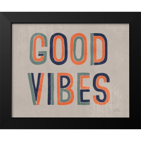 Retro Words I Gray Crop Black Modern Wood Framed Art Print by Marshall, Laura