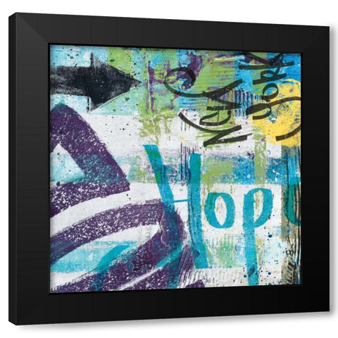 City Graffiti II Black Modern Wood Framed Art Print with Double Matting by Wild Apple Portfolio