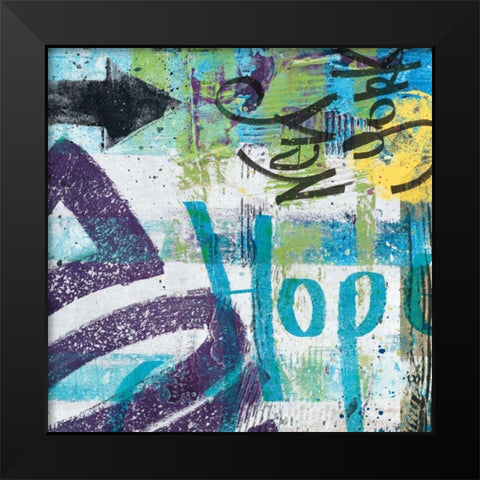 City Graffiti II Black Modern Wood Framed Art Print by Wild Apple Portfolio