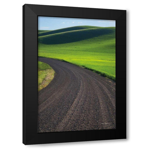 Going Through Palouse Wheat Fields Black Modern Wood Framed Art Print with Double Matting by Majchrowicz, Alan